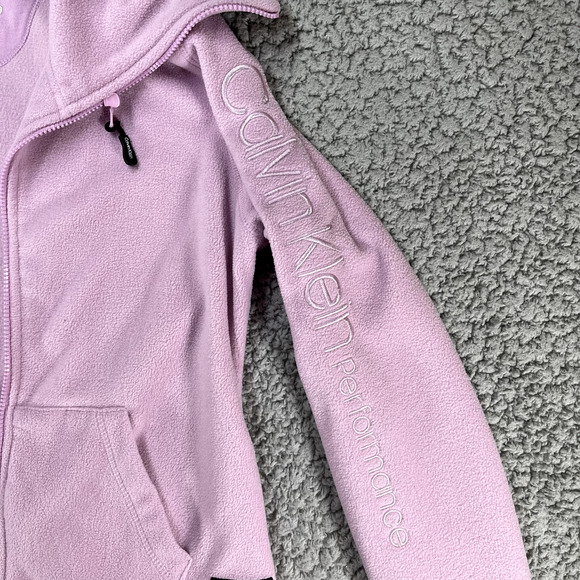 Calvin Klein Jacket Womens L Pink Full Zip Fleece Performance Lightweight Coat - Picture 2 of 11
